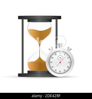 hourglass. Highly detailed. Antique clock with sand inside. Vector illustration Stock Vector