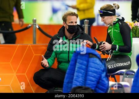 HEERENVEEN, NETHERLANDS - NOVEMBER 28: MIchel Mulder, Ireen WUST during the DAIKIN NK Sprint 2021 at Thialf on november 28, 2020 in Heerenveen, Nether Stock Photo