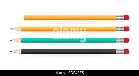 Pencil in a realistic style for various web sites. Vector stock illustration. Stock Vector