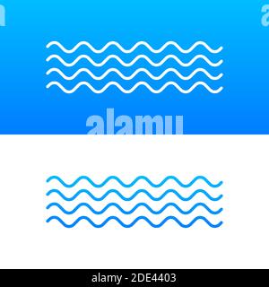 Wave icon with white color on blue background. Stock Vector