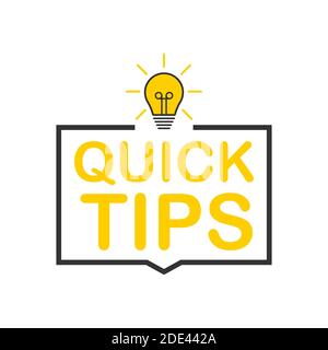 Quick tips badge with speech bubble for text. Vector stock illustration. Stock Vector