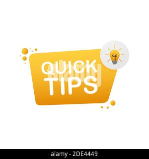 Quick tips badge with speech bubble for text. Vector stock illustration. Stock Vector