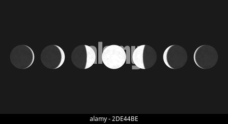 Moon phases astronomy icon set. Vector stock illustration. Stock Vector