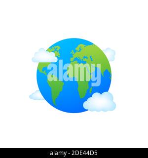 Earth globes isolated on white background. Flat planet Earth icon. Vector stock illustration. Stock Vector