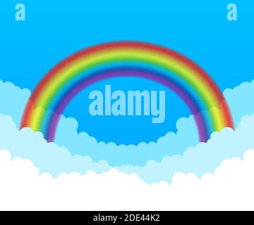 Rainbow. Clouds and rainbow. Vector stock illustration. Stock Vector