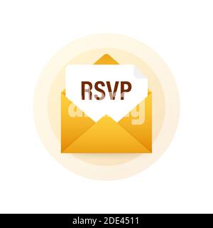 RSVP mail icon. Please respond to mail linear sign. Vector stock illustration. Stock Vector