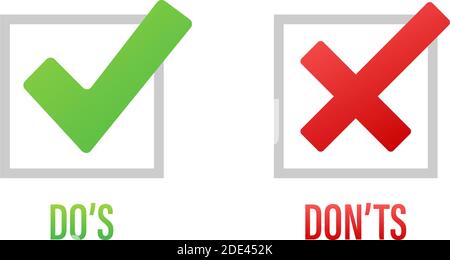 Do s and Don ts like thumbs up or down. flat simple thumb up symbol minimal round logotype element set graphic design isolated on white. Vector stock Stock Vector