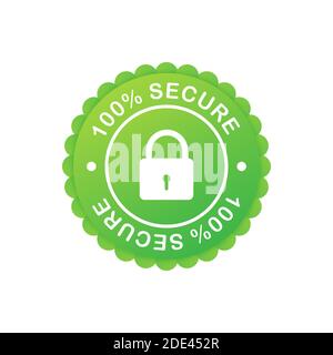 100 Secure grunge vector icon. Badge or button for commerce website. Vector stock illustration. Stock Vector