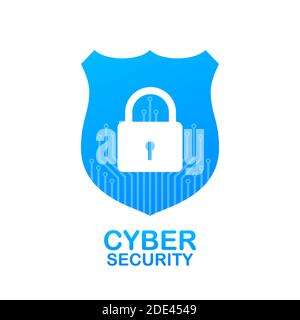 Cyber security logo with shield and check mark. Security shield concept. Internet security. stock illustration. Stock Vector