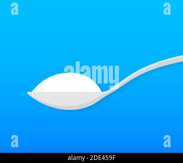Pour. Spoon with sugar. Baking and cooking Ingredients. Vector stock illustration. Stock Vector