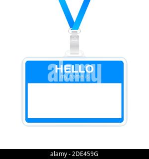 Blue Hello my name is label sticker on white background. Vector stock illustration Stock Vector