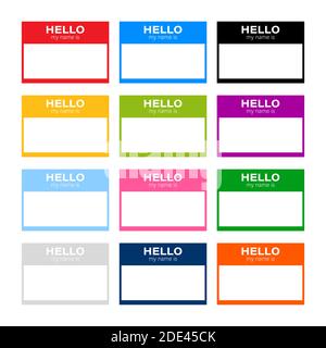 Set Hello my name is label sticker on white background. Vector stock illustration Stock Vector