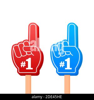 Fan logo hand with finger up. Hand up with number 1. Vector stock illustration. Stock Vector