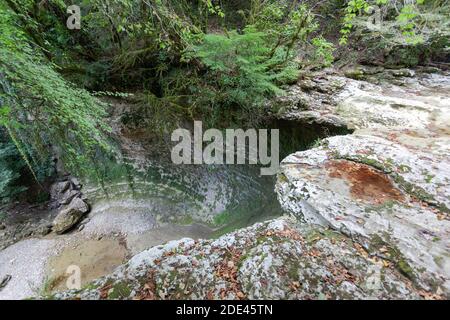 The top of the dried up waterfall Stock Photo