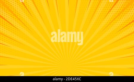 Yellow side hatch with halftone effect. Vintage pop art retro vector illustration. Stock Vector
