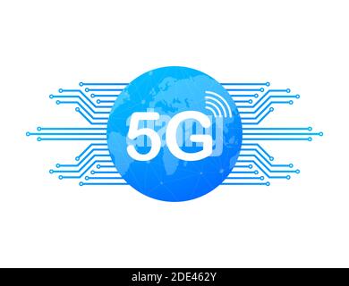5g network technology. Wireless mobile telecommunication service concept. Marketing website landing template. Vector stock illustration. Stock Vector