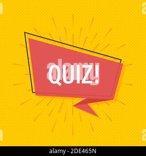 Ribbon banner with text quiz, poster in pop art style. Vector stock illustration Stock Vector