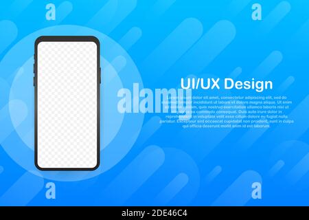 Device mockup banner. Smartphone UI UX design interface. Blank screen for media sale promotion. Vector stock illustration. Stock Vector