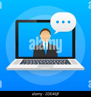 Online education, Video call, Learning tutorial, Internet courses. Vector stock illustration. Stock Vector