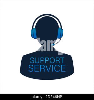 Online support service. Headphones with microphone and chat speech bubble. Vector stock illustration. Stock Vector
