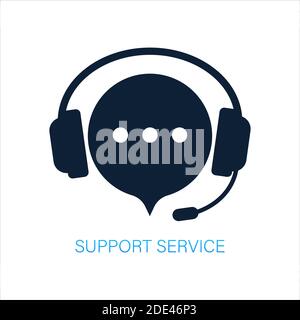 Online support service. Headphones with microphone and chat speech bubble. Vector stock illustration. Stock Vector
