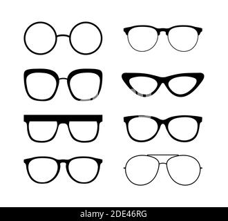 Colored Sunglass frame set isolated on white background. Vector illustration. Stock Vector