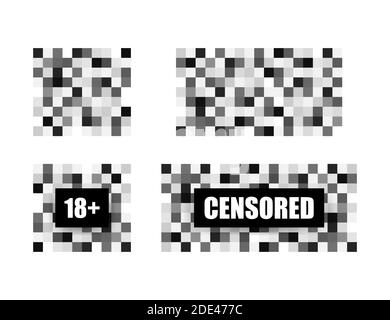 Pixel censored sign. Black censor bar concept. Vector illustration Stock Vector