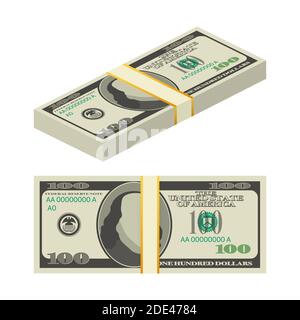 Hundred dollar bill on white background. Money. Vector stock illustration. Stock Vector