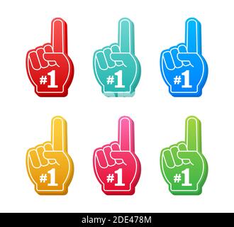 Set Fan logo hand with finger up. Hand up with number 1. Vector stock illustration. Stock Vector