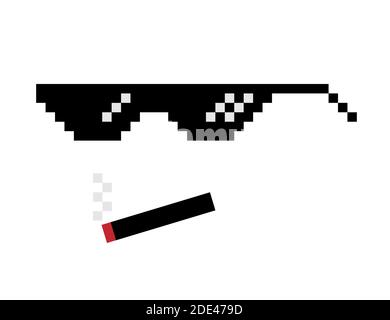 Pixel glasses in art style 8-bit. Thug life. Internet meme. Vector stock illustration Stock Vector