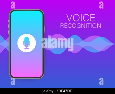 Personal assistant and voice recognition concept gradient vector illustration of soundwave intelligent technologies. Vector stock illustration. Stock Vector