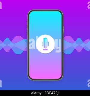 Personal assistant and voice recognition concept gradient vector illustration of soundwave intelligent technologies. Vector stock illustration. Stock Vector