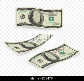 Hundred dollar bill on white background. Money. Vector stock illustration. Stock Vector