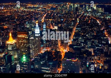 Aerial views of Union Square & Gramercy & Flatiron District. The importance of building in the area, has to be called to this district , Flatiron dist Stock Photo