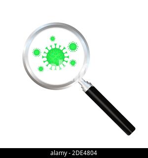 Bacteria and virus under the magnifying glass. Vector stock illustration. Stock Vector