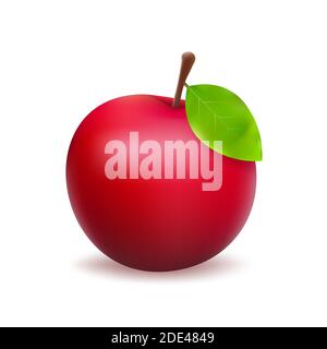 Vector stock illustration of detailed big shiny red apple. Stock Vector