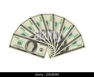 Hundred dollar bill on white background. Money. Vector stock illustration. Stock Vector