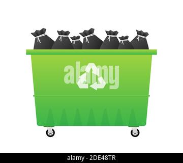 Recycling garbage dumpster, wheelie trash bin. Vector stock illustration. Stock Vector