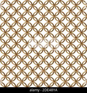 Gold geometric circle seamless pattern on white background. Vector illustration Stock Vector