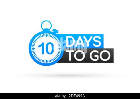 Ten days to go flat icon. Vector stock illustration. Stock Vector