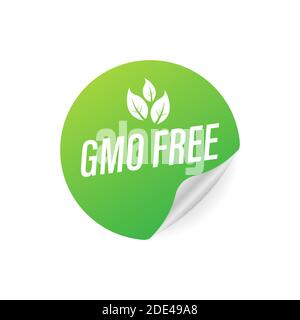 Green colored GMO free emblems, badge, logo, icon. Vector stock illustration. Stock Vector