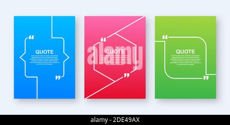 Set Quote frames. Blank template with print information design quotes. Blank template quote. Vector stock illustration. Stock Vector