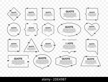 Set Quote frames. Blank template with print information design quotes. Blank template quote. Vector stock illustration. Stock Vector