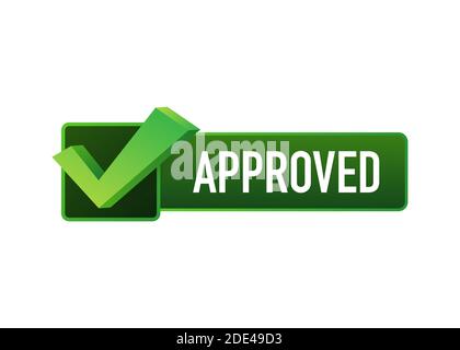 Approved stamp vector. Flat style design button Stock Vector