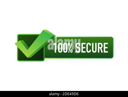 100 Secure grunge vector icon. Badge or button for commerce website. Vector stock illustration. Stock Vector