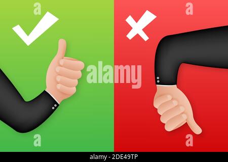 Yes and No thumb up. Feedback concept. Positive feedback concept. Choice button icon. Vector stock illustration. Stock Vector
