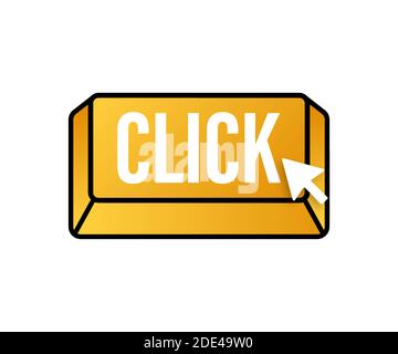 Click with cursor button. Internet icon. Pointer click icon. Vector stock illustration. Stock Vector