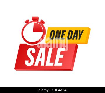 One day Sale banner badge. Sale, price tag. Store label. Special offer badge. Vector stock illustration. Stock Vector