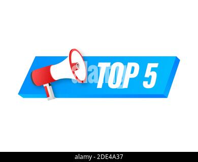Top 5 - Top Five colorful label on white background. Vector stock illustration Stock Vector