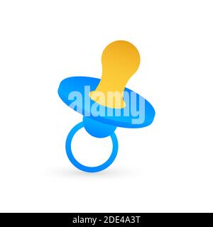 Blue Nipple on white background. Pacifier, baby s dummy. Vector stock illustration. Stock Vector